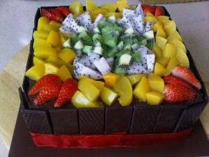  How beautiful to decorate the cake with fruit?