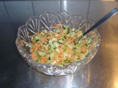  Salad with celery, carrots, cucumber and egg