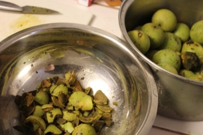  Green peel of walnuts is used to treat some ailments.